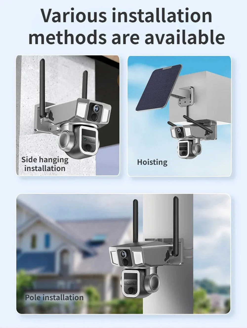 CRONY Y7A 4G-WiFi-4K-8MP(10X) Solar Triple-lens Linkage Camera CCTV 9W Solar Panel - Image 7