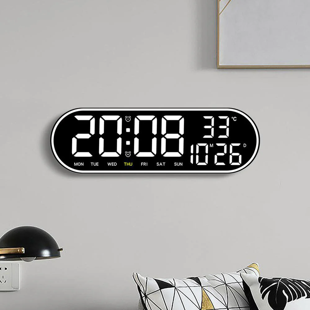 CRPONY 8021 White+Blue Electronic Clock Display 5 Adjustable Brightness Wall Clock For Home Farmhouse Office - Image 10