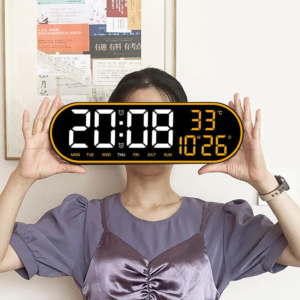 CRPONY 8021 White+Blue Electronic Clock Display 5 Adjustable Brightness Wall Clock For Home Farmhouse Office - Image 14