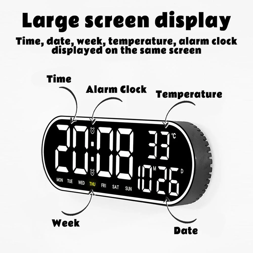 CRPONY 8021 White+Blue Electronic Clock Display 5 Adjustable Brightness Wall Clock For Home Farmhouse Office - Image 15