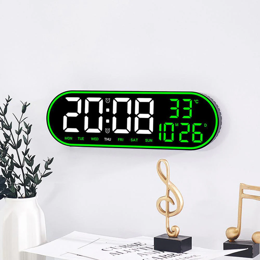 CRPONY 8021 White+Blue Electronic Clock Display 5 Adjustable Brightness Wall Clock For Home Farmhouse Office - Image 16