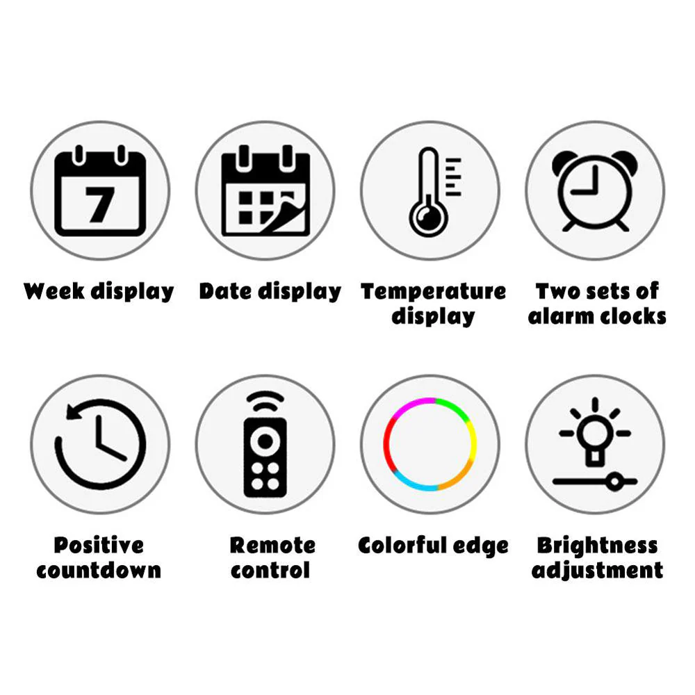 CRPONY 8021 White+Blue Electronic Clock Display 5 Adjustable Brightness Wall Clock For Home Farmhouse Office - Image 17