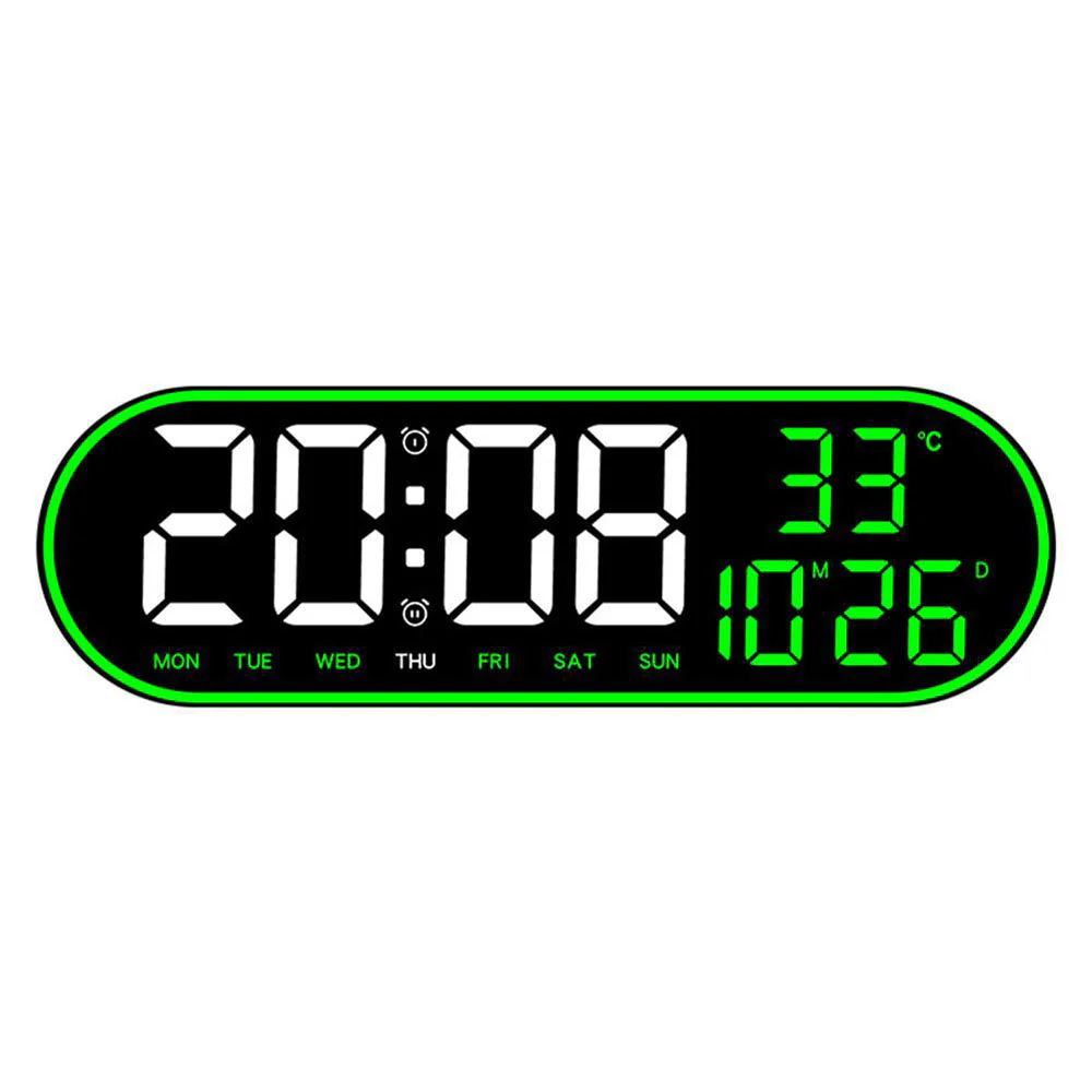 CRPONY 8021 White+Blue Electronic Clock Display 5 Adjustable Brightness Wall Clock For Home Farmhouse Office - Image 2