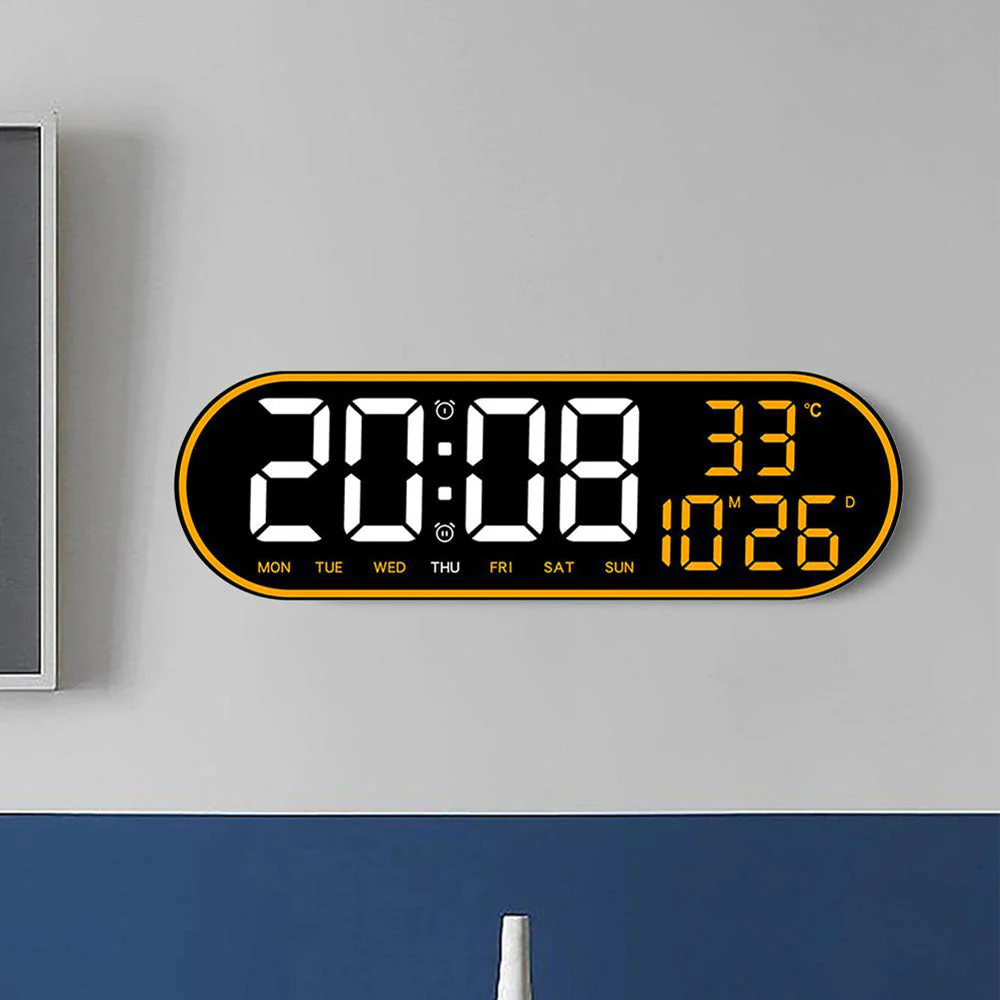 CRPONY 8021 White+Blue Electronic Clock Display 5 Adjustable Brightness Wall Clock For Home Farmhouse Office - Image 20
