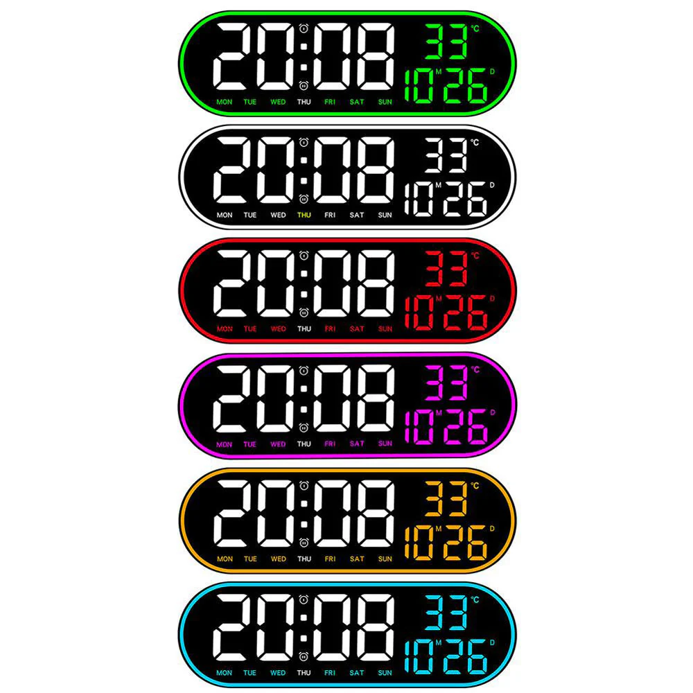 CRPONY 8021 White+Blue Electronic Clock Display 5 Adjustable Brightness Wall Clock For Home Farmhouse Office - Image 22