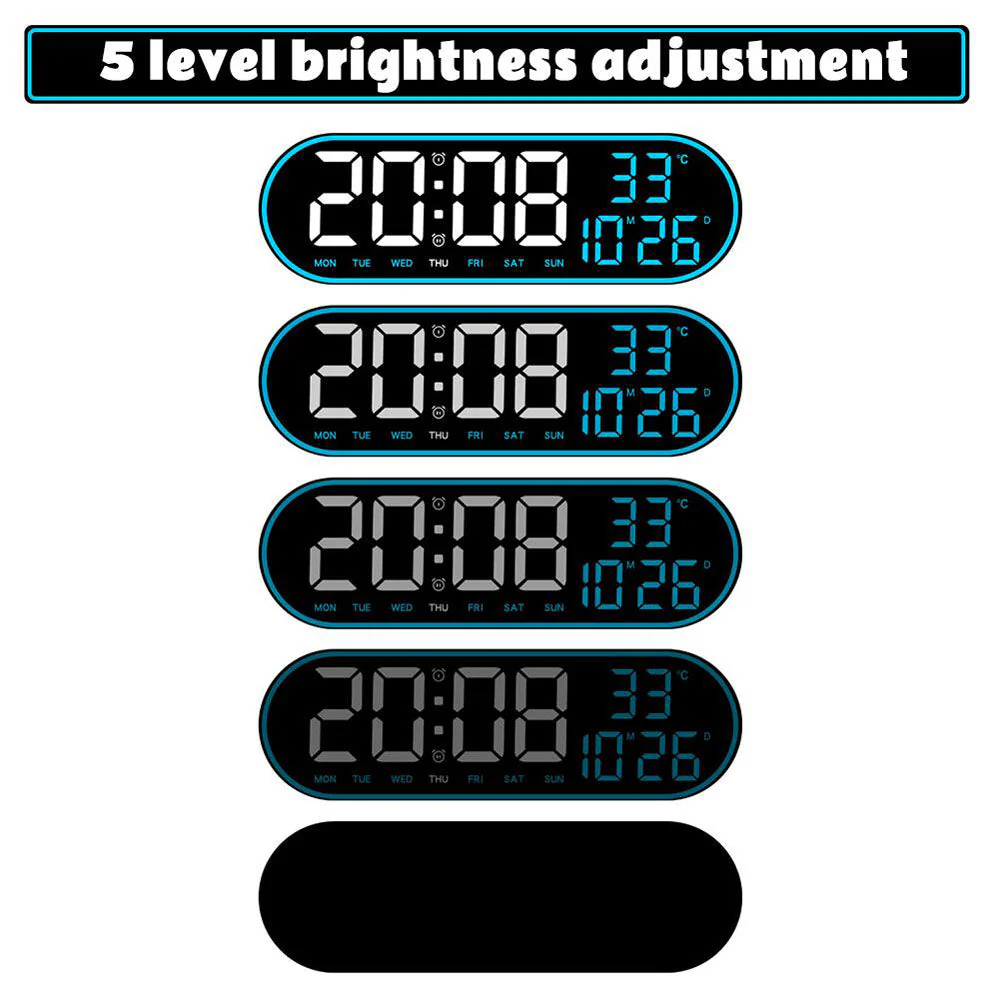 CRPONY 8021 White+Blue Electronic Clock Display 5 Adjustable Brightness Wall Clock For Home Farmhouse Office - Image 23