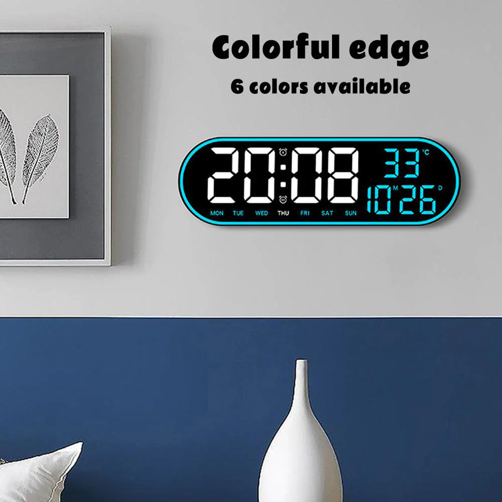 CRPONY 8021 White+Blue Electronic Clock Display 5 Adjustable Brightness Wall Clock For Home Farmhouse Office - Image 25