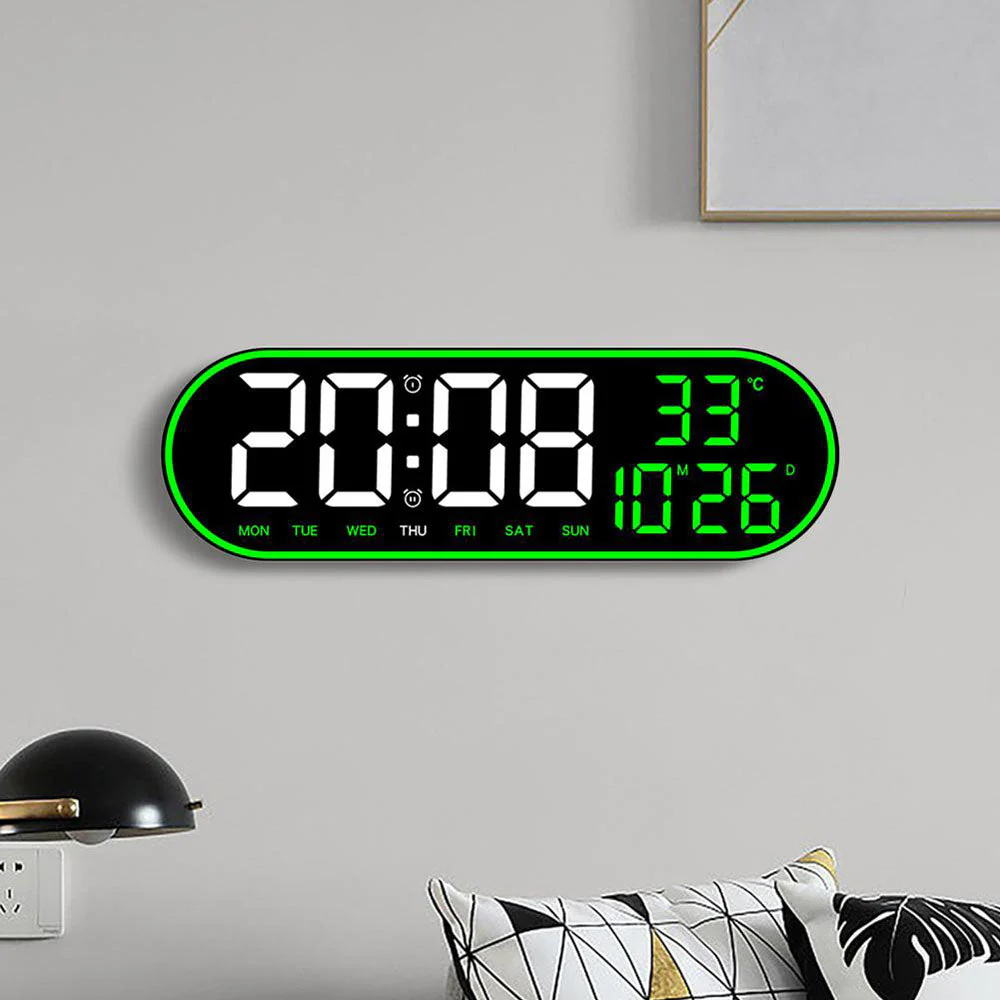 CRPONY 8021 White+Blue Electronic Clock Display 5 Adjustable Brightness Wall Clock For Home Farmhouse Office - Image 26