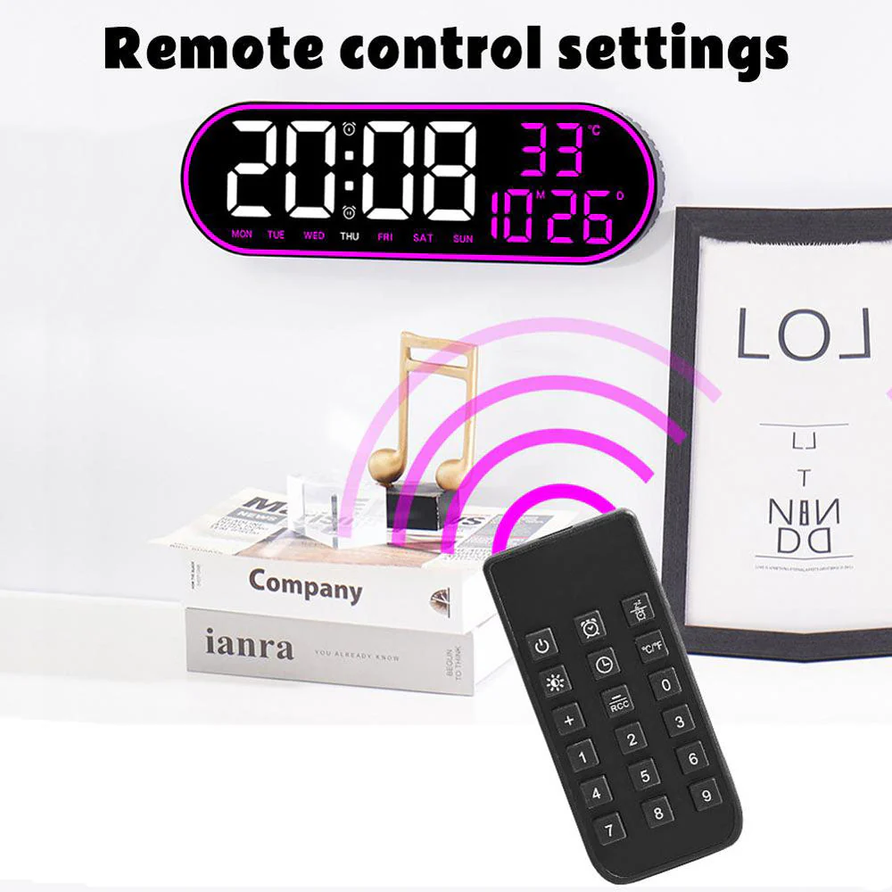 CRPONY 8021 White+Blue Electronic Clock Display 5 Adjustable Brightness Wall Clock For Home Farmhouse Office - Image 27
