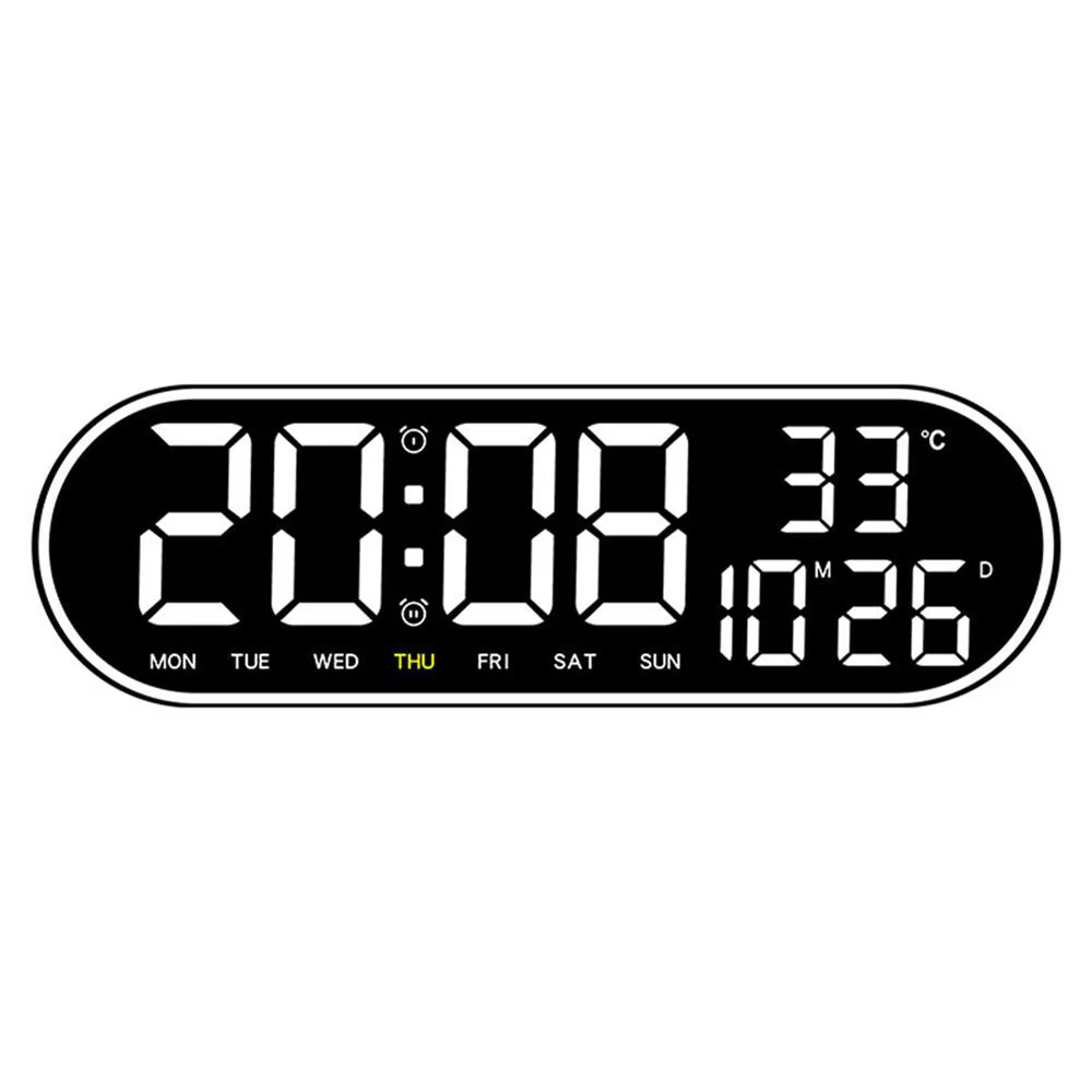 CRPONY 8021 White+Blue Electronic Clock Display 5 Adjustable Brightness Wall Clock For Home Farmhouse Office - Image 9