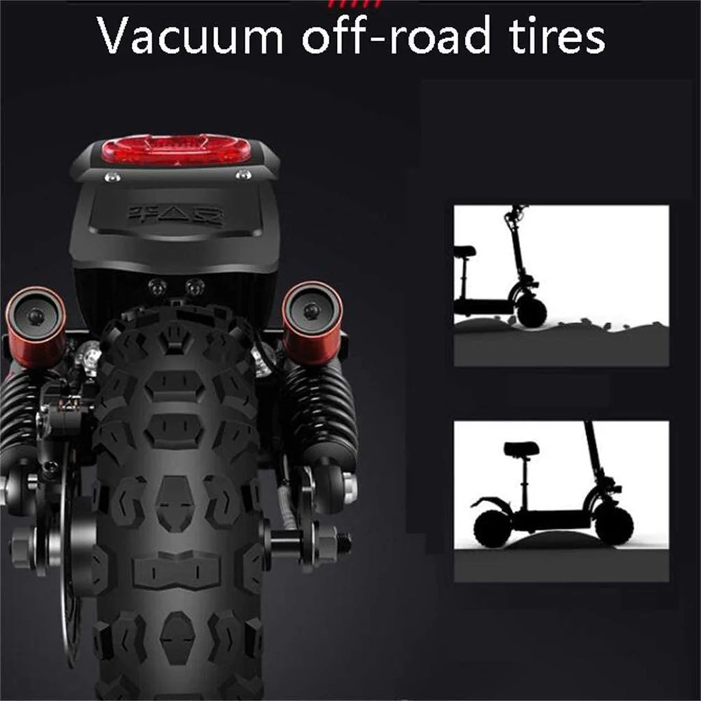 CRONY Dk-10 Dual Drive Electric Scooter 2200Wx2 60V 13AH  40-70KM Range Disc Brakes Front Rear Suspension Aluminum Alloy Frame 11 Off-Road Tires Triple LED Headlamps Single Seat For Outdoor Road - Image 13