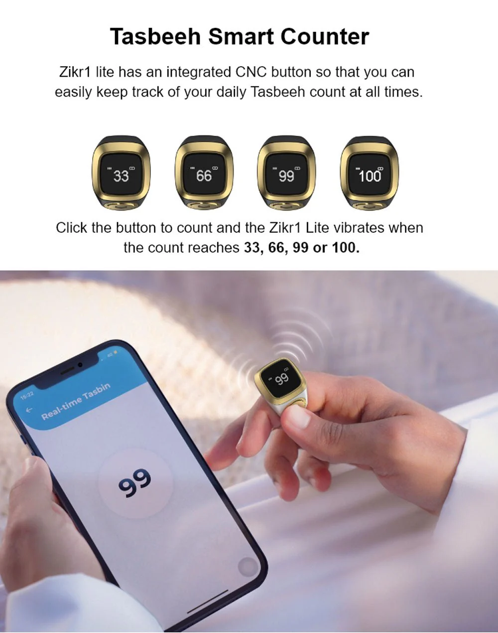 E01 Smart ring Smart Tasbeehi Ring Counter Tasbih Ring Prayer Ring - Image 9