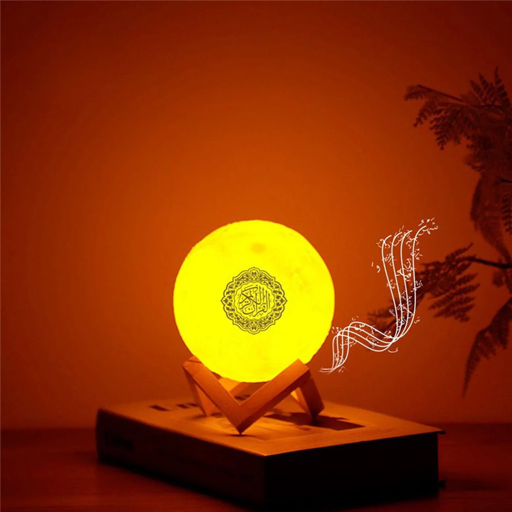 EQUANTU SQ-175 Creative Moon Lamp Quran Speaker Kids Night Light 7 Colors LED 3D Star Moon Light with Stand - Image 3