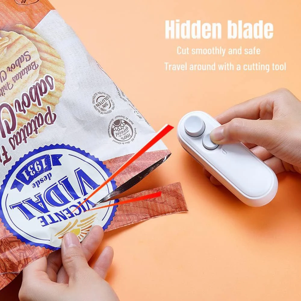 F2 Dual purpose mini sealer Mini Bag Sealer 2 in 1 Seal Cutter Heat Sealers USB Charging Portable Bag Resealer - Image 8