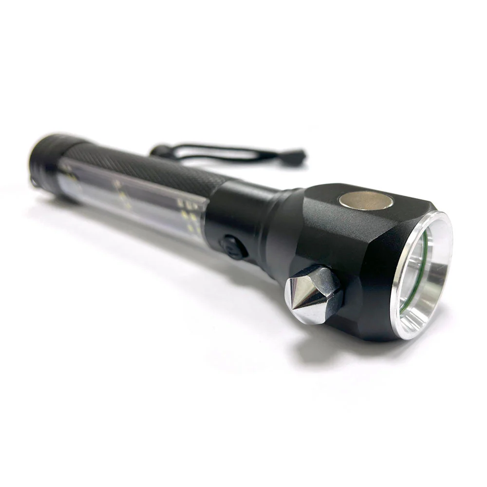 H04-T01 Solar Powered Tactical Flashlight Multi Function Outdoor Car LED Flashlight Ultra Bright Torch Light, with Safety Hammer - Image 10