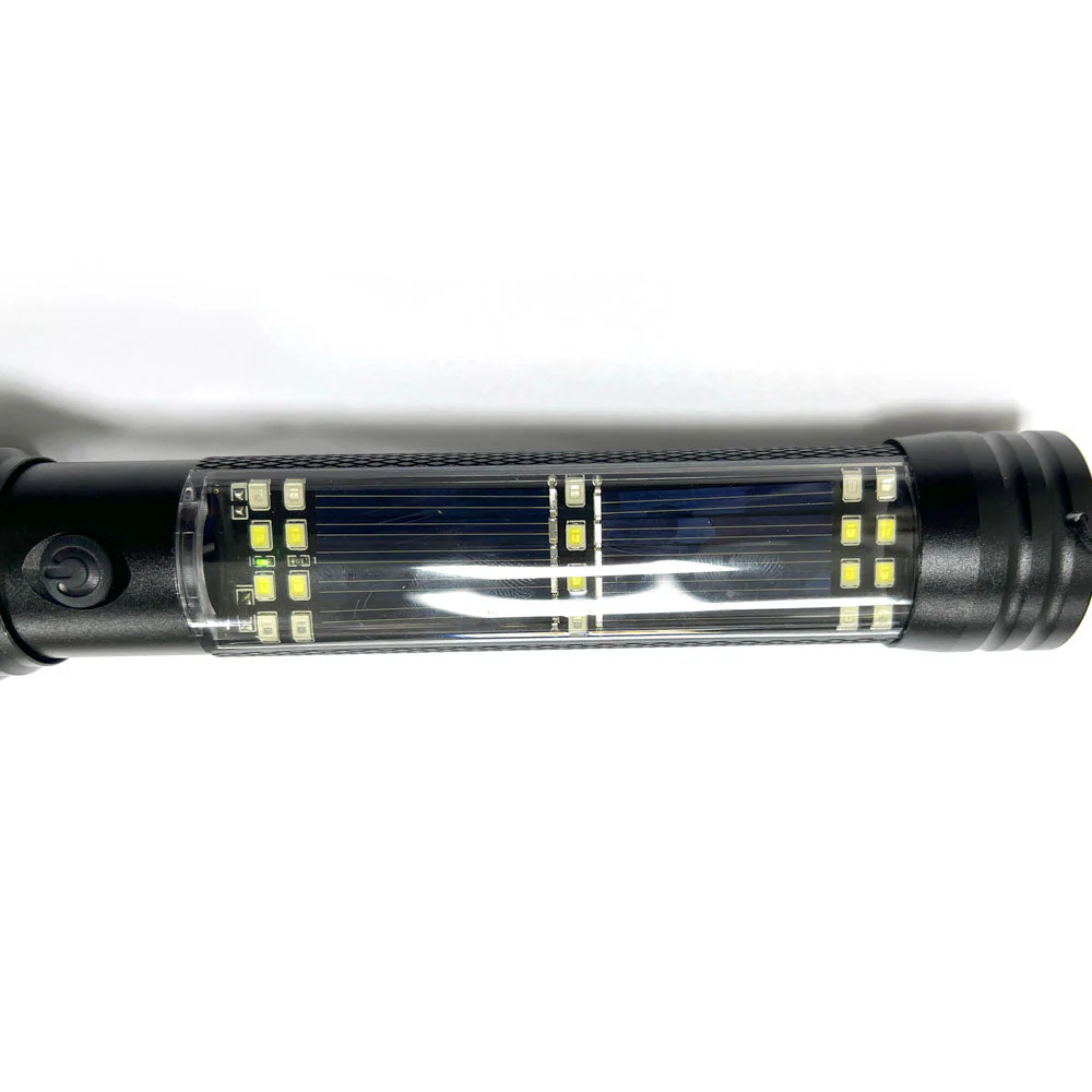 H04-T01 Solar Powered Tactical Flashlight Multi Function Outdoor Car LED Flashlight Ultra Bright Torch Light, with Safety Hammer - Image 11