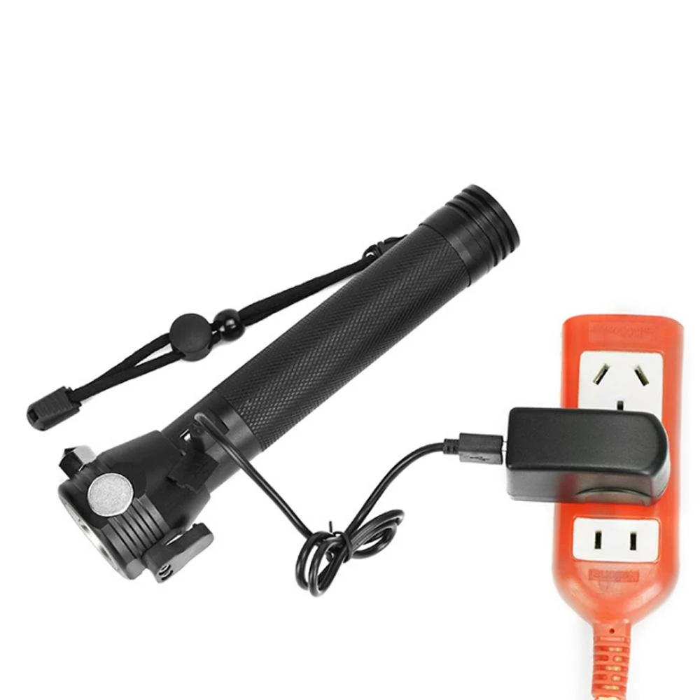 H04-T01 Solar Powered Tactical Flashlight Multi Function Outdoor Car LED Flashlight Ultra Bright Torch Light, with Safety Hammer - Image 3
