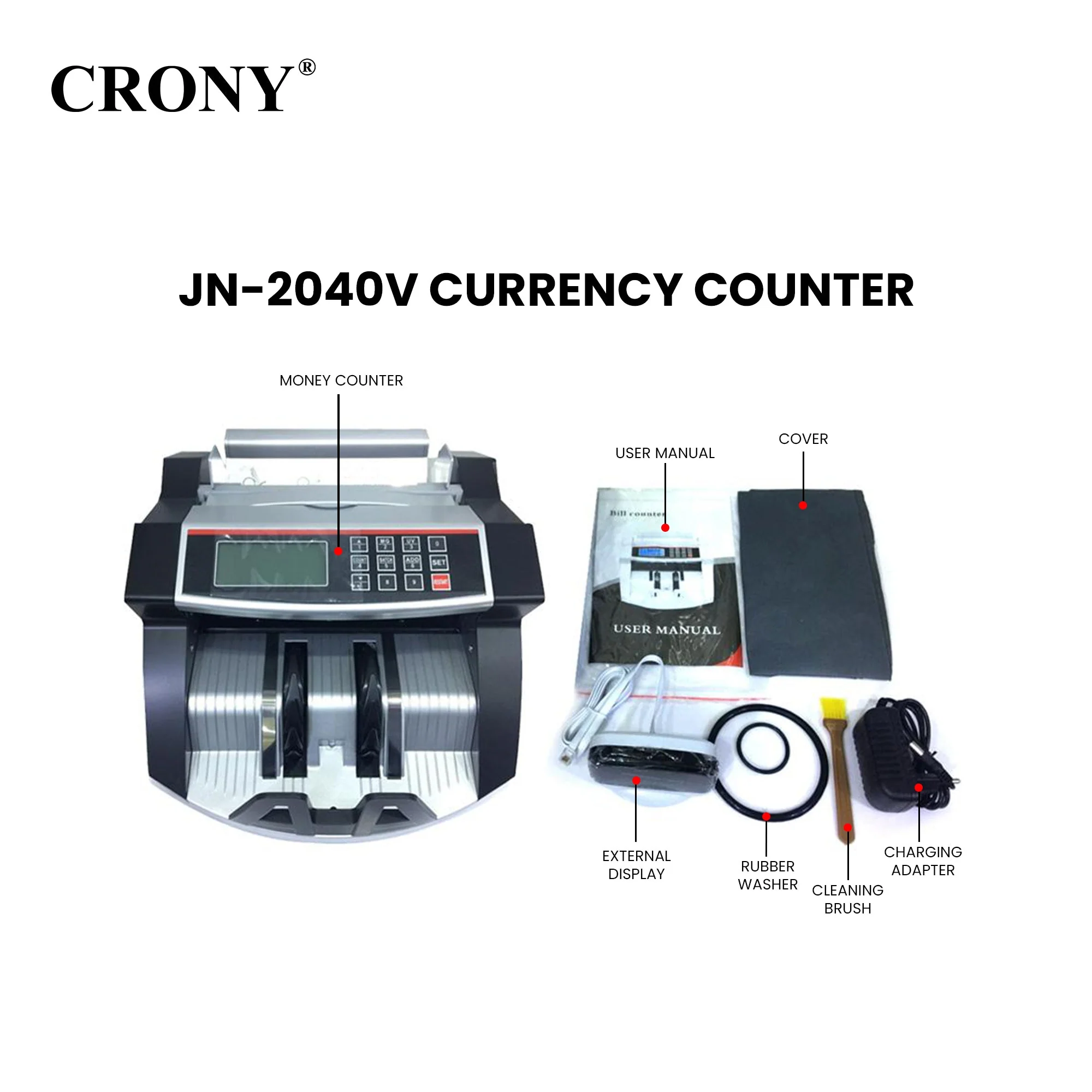 CRONY Banknote Verifiers JN-2040V Money Counter machine - Image 10