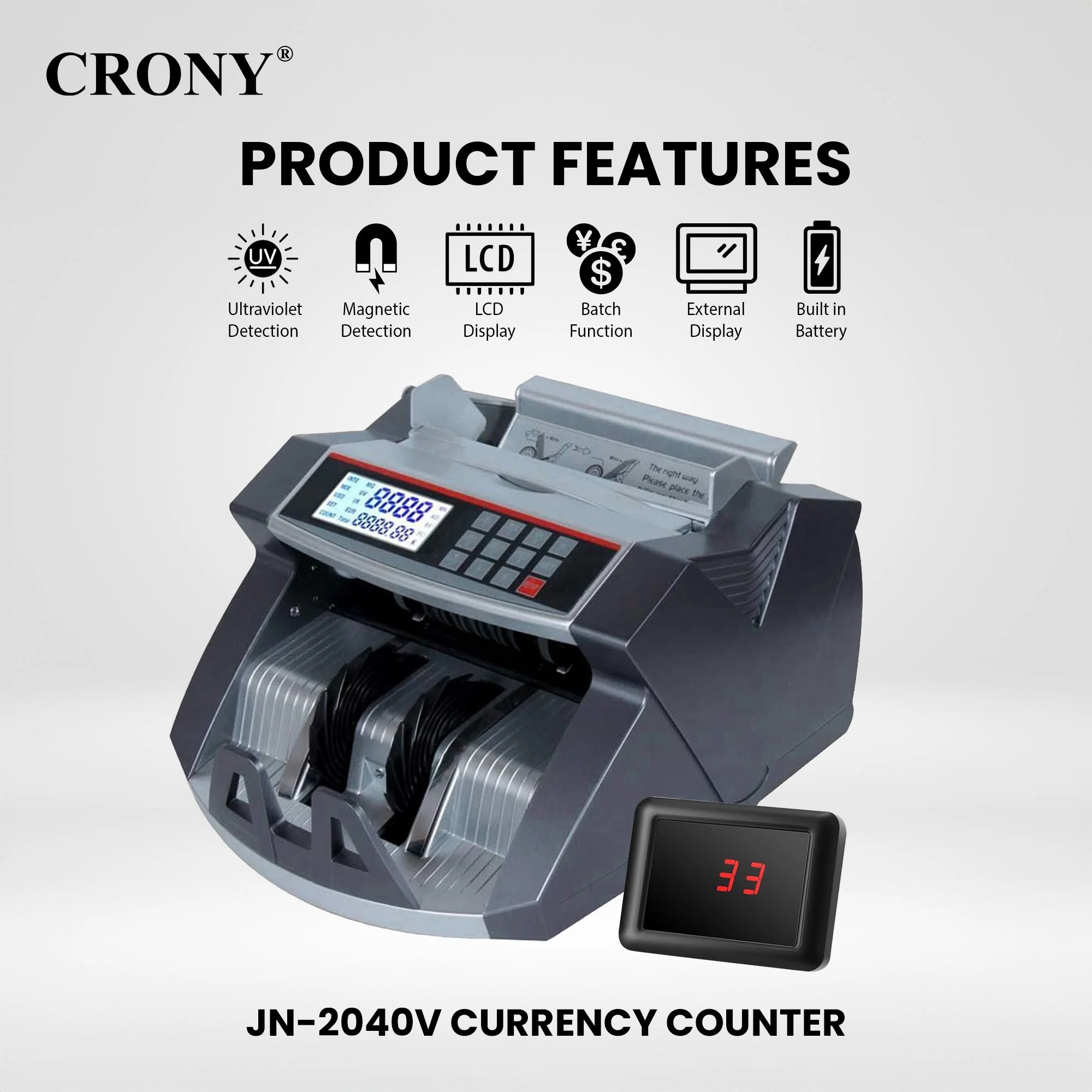 CRONY Banknote Verifiers JN-2040V Money Counter machine - Image 12
