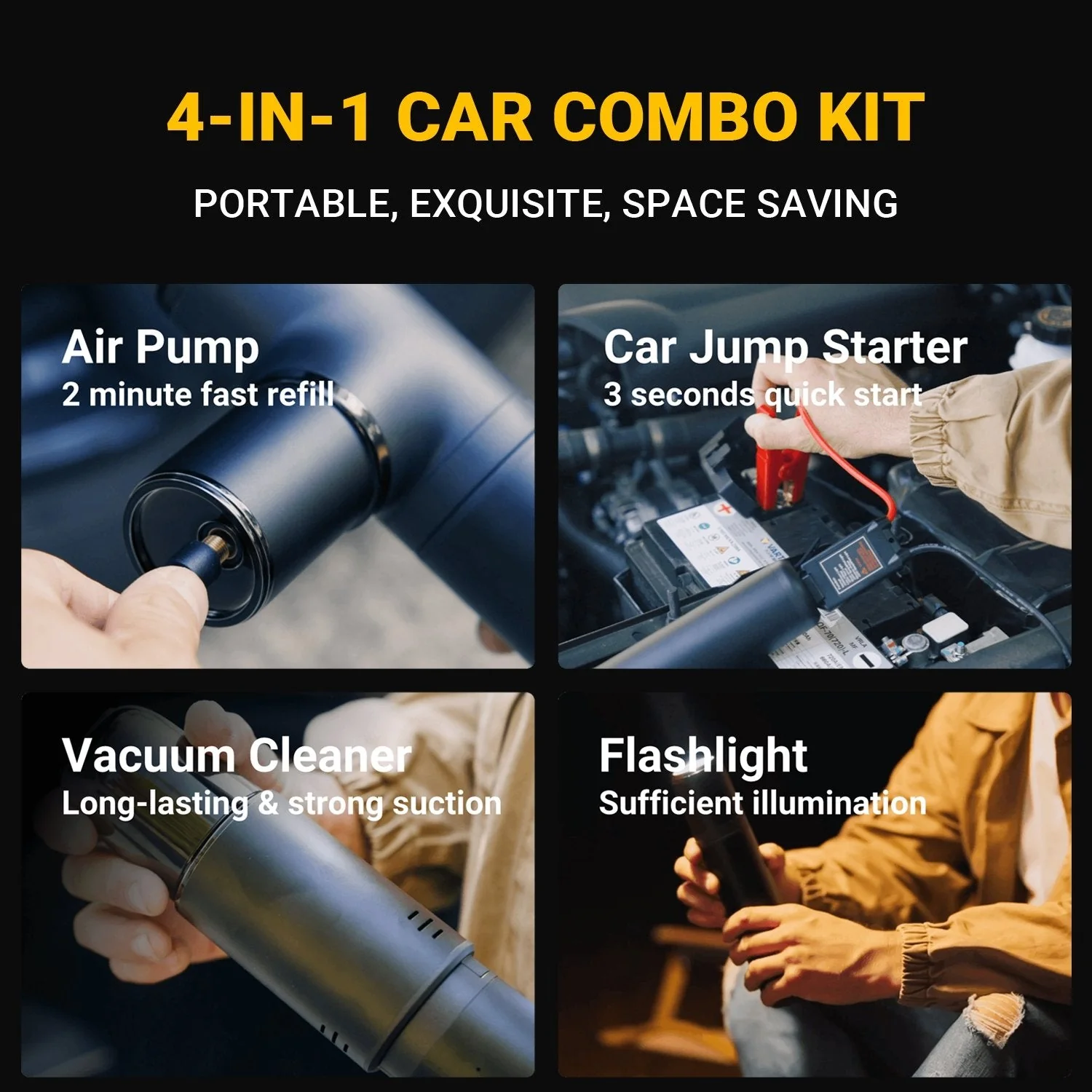 K2 4in1 Portable Car Combo Kit Car Charger - Image 3