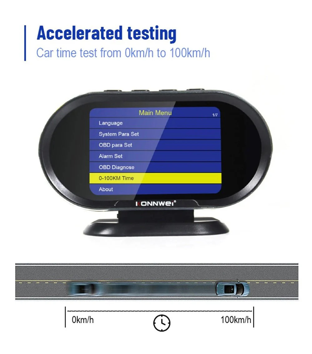 KONNWEI KW206 HUD OBD2 Car Diagnostic Scanner On-Board Computer Gauge DTC Engine Code Reader Voltage Test LCD Screen Built-in Speaker - Image 5