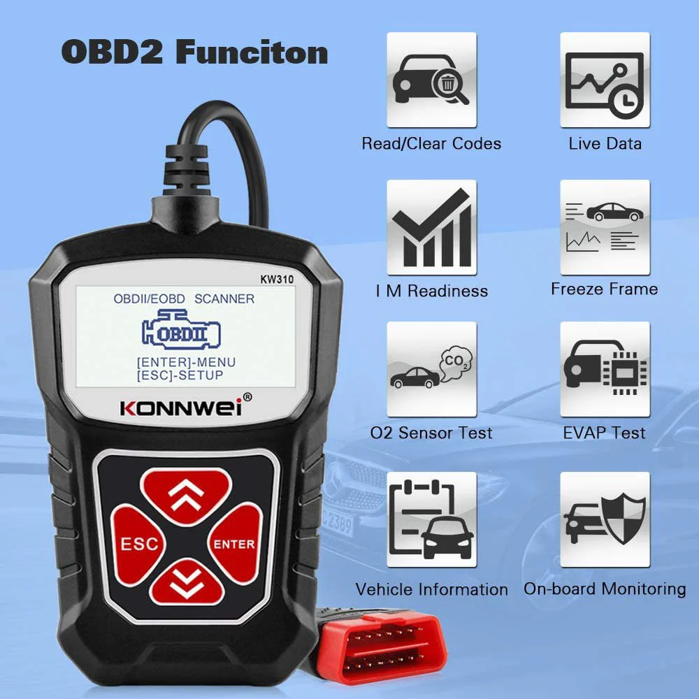 KONNWEI KW310 CAN OBD Scan Tool OBD2 Scanner Full OBDII - Image 6