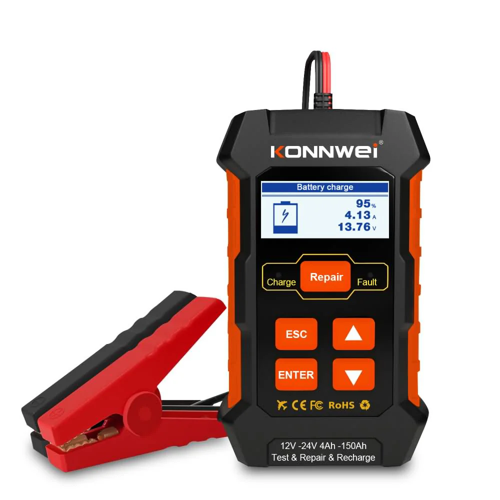 KONNWEI KW520 12V/10A-24V/5A Battery Tester+Charger+Repair Tool with tester and repair function