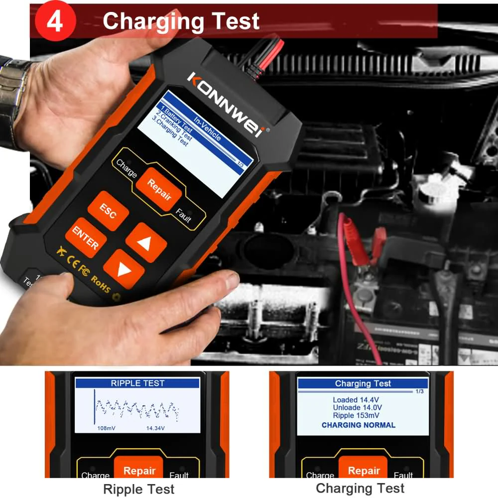 KONNWEI KW520 12V/10A-24V/5A Battery Tester+Charger+Repair Tool with tester and repair function - Image 12