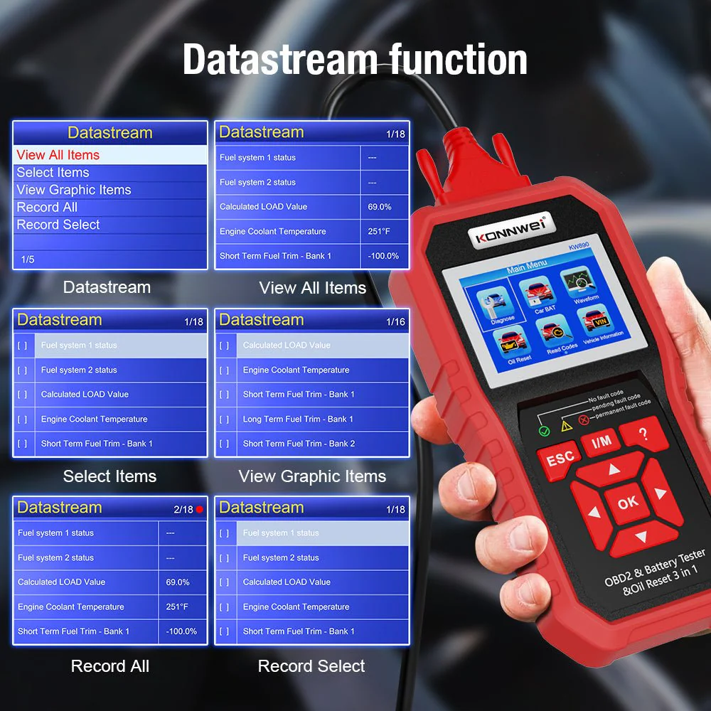 KONNWEI KW890 Battery Tester Car OBDII Oil Service Light Reset Tool OBD2 Scanner Car Professional Automotive Code Reader Diagnose Tool - Image 17