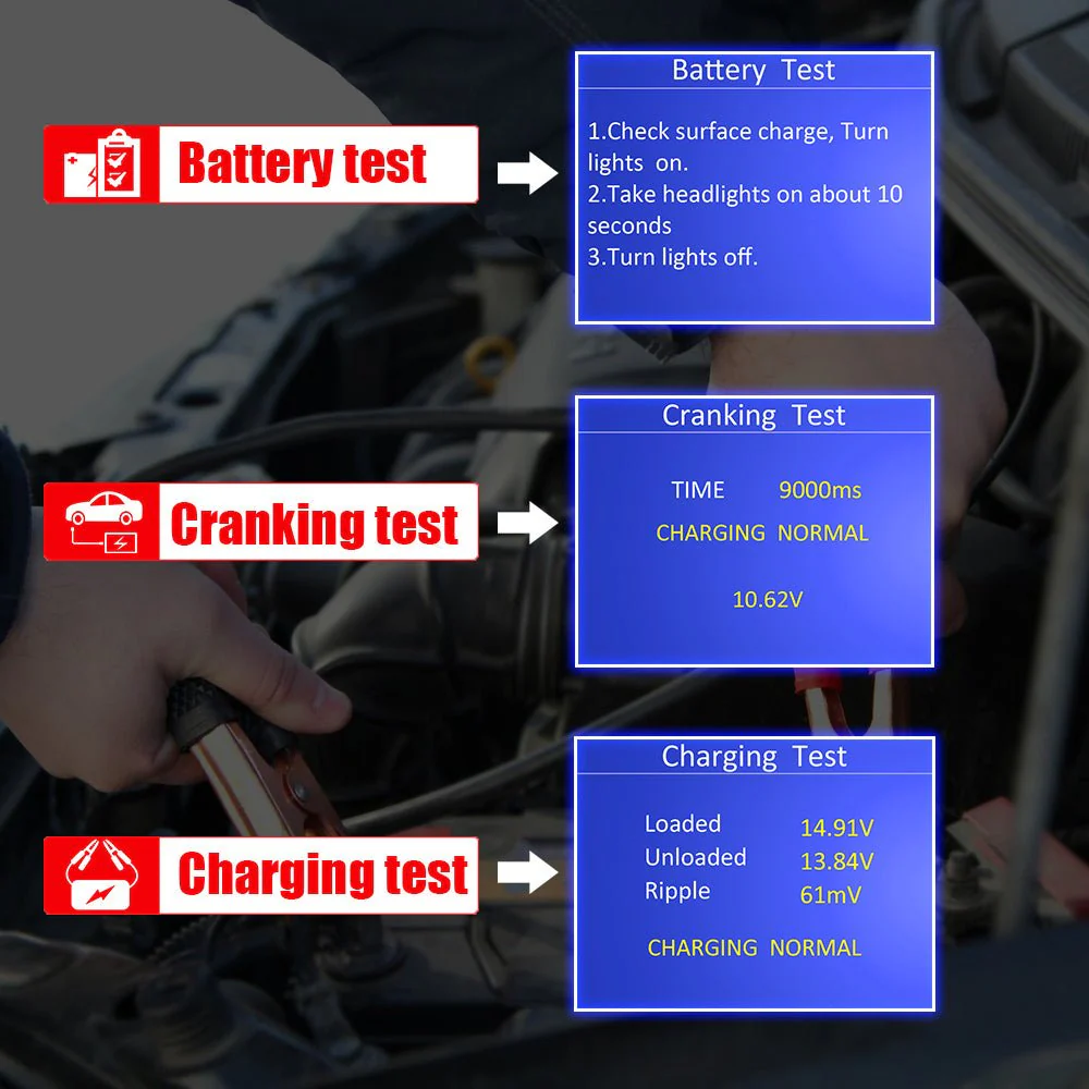 KONNWEI  KW681 Car & Motorcycle Battery Tester OBDII Diagnostic Scann - Image 10
