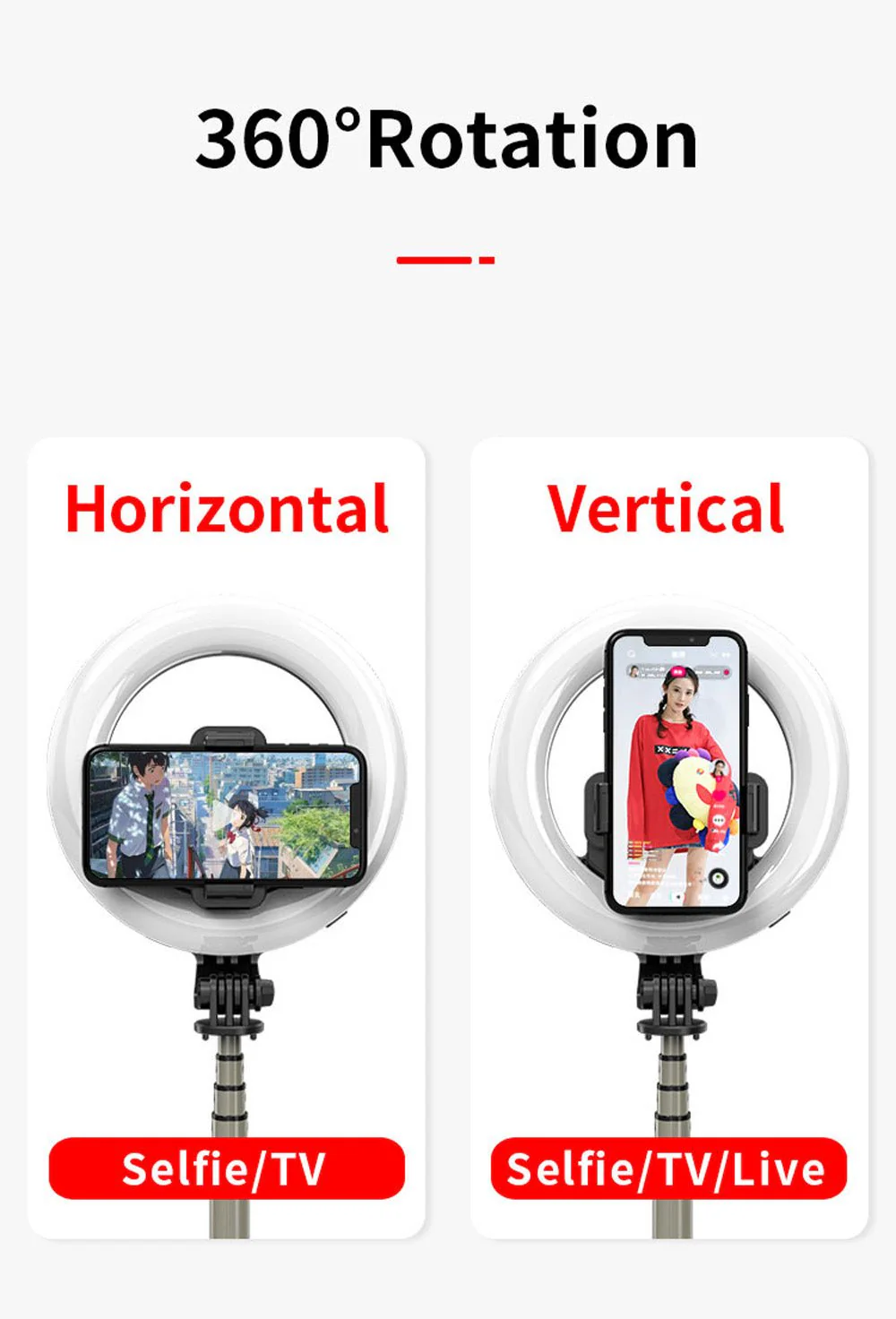 L07 mobile phone Live Fill Light Wireless Control Dimmable Camera Phone Ring Lamp With Stand Tripod - Image 2