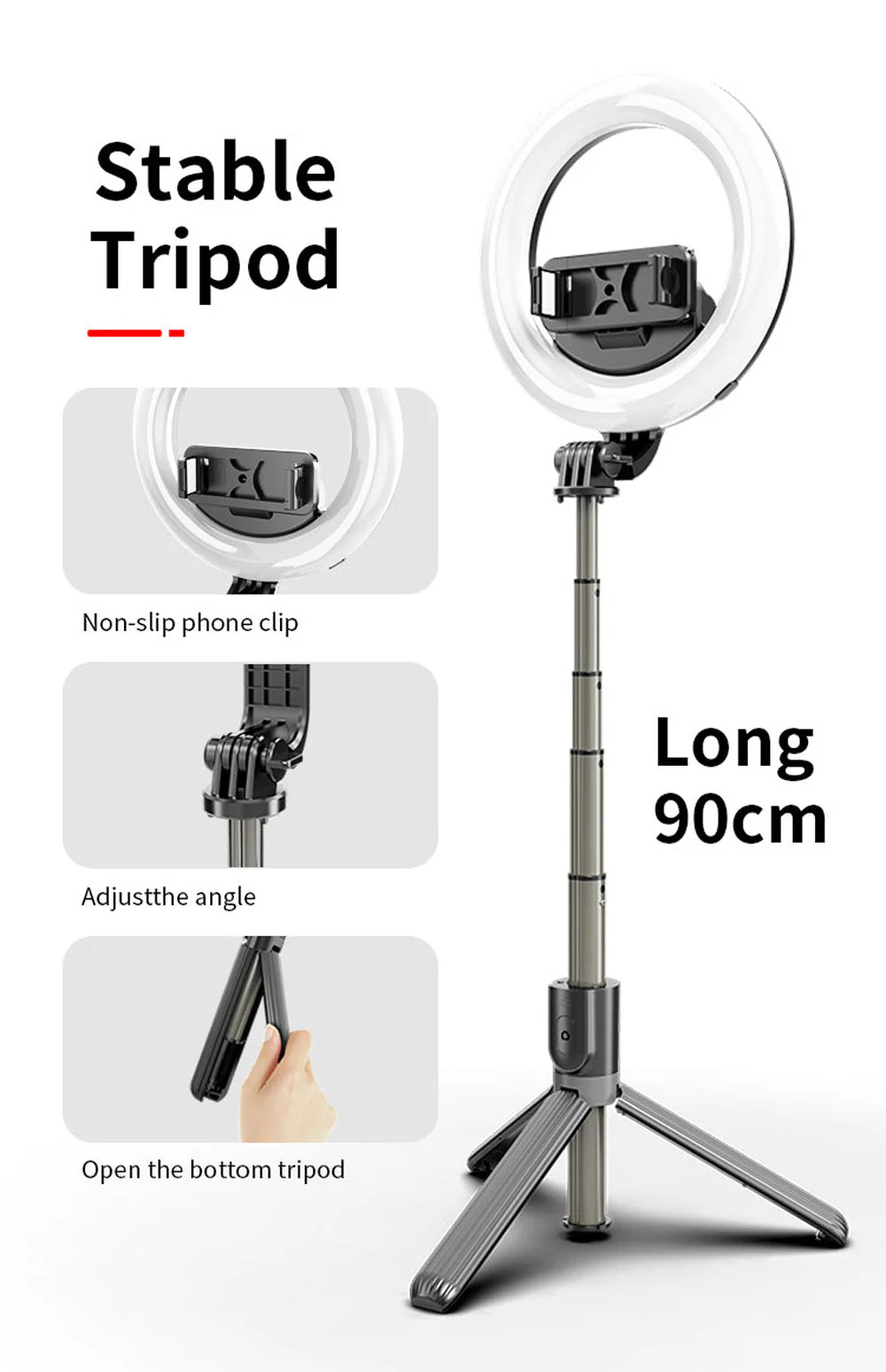 L07 mobile phone Live Fill Light Wireless Control Dimmable Camera Phone Ring Lamp With Stand Tripod - Image 9