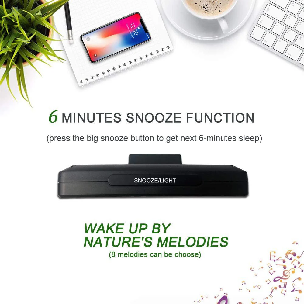 CRONY  GH-2000 Color Electronic Clock Bedside Large Screen LED Alarm Clock with Date, Temperature | Black - Image 7