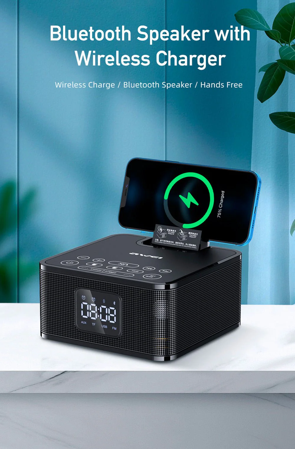 MH-2036 Multi-function audio Multifunctional desktop wireless bluetooth speaker with wireless charger - Image 10