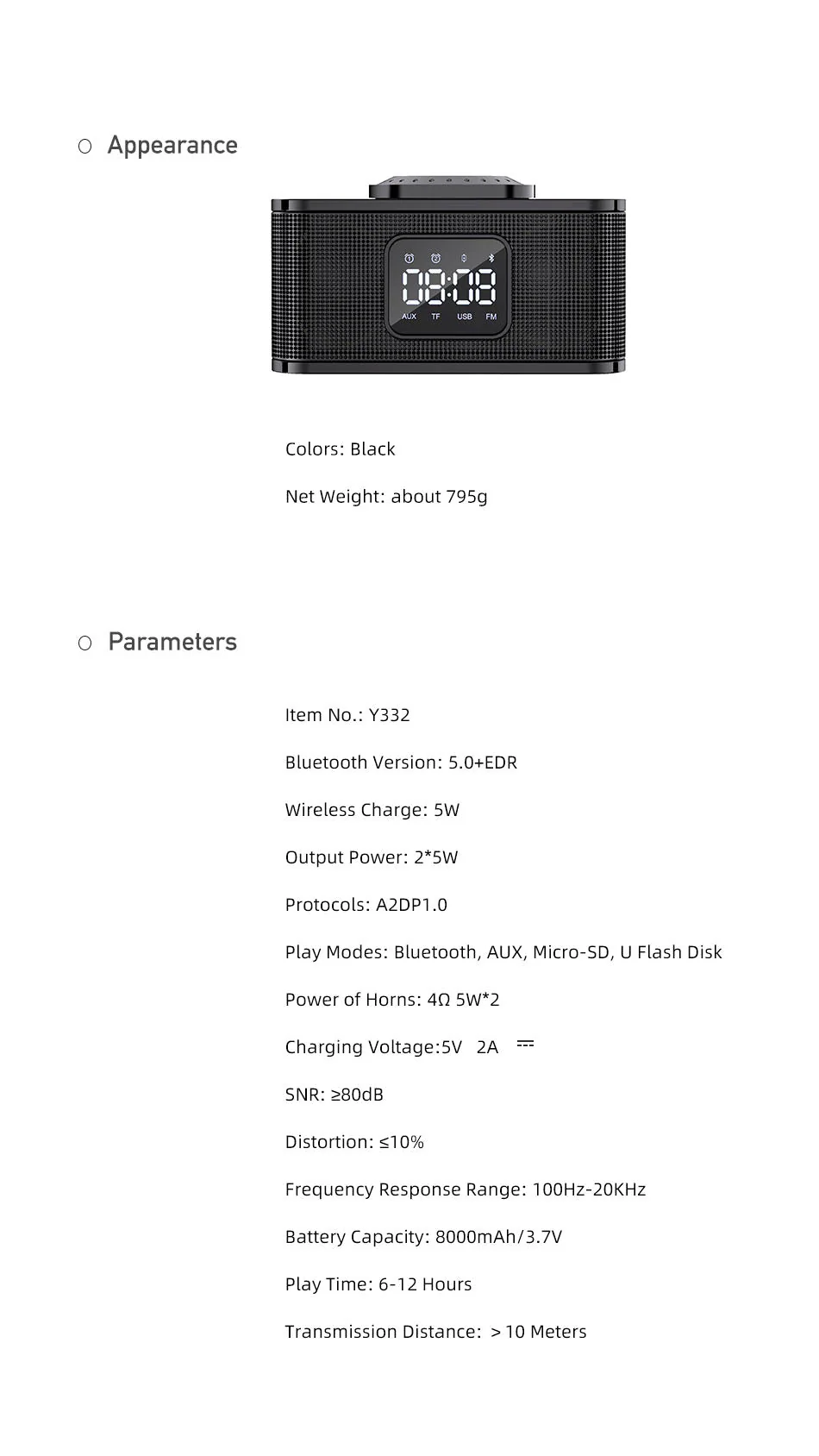 MH-2036 Multi-function audio Multifunctional desktop wireless bluetooth speaker with wireless charger - Image 13