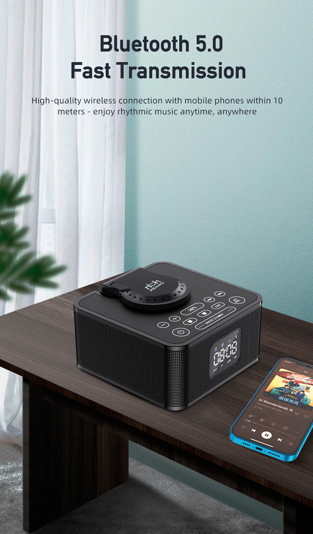 MH-2036 Multi-function audio Multifunctional desktop wireless bluetooth speaker with wireless charger - Image 4