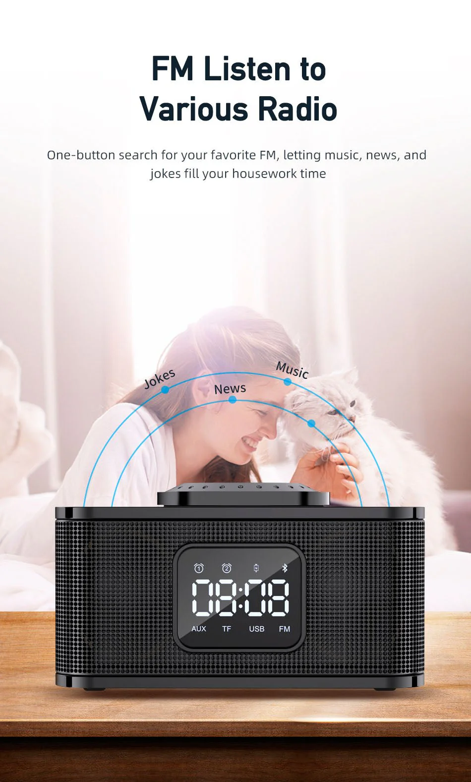 MH-2036 Multi-function audio Multifunctional desktop wireless bluetooth speaker with wireless charger - Image 5