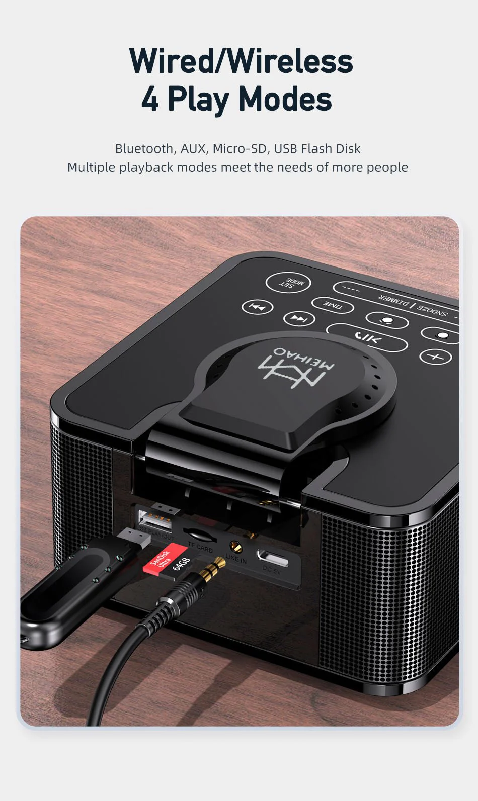 MH-2036 Multi-function audio Multifunctional desktop wireless bluetooth speaker with wireless charger - Image 6