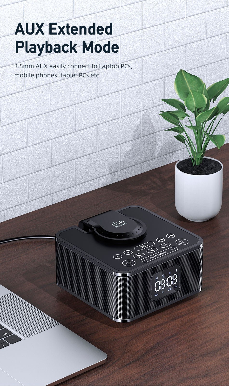 MH-2036 Multi-function audio Multifunctional desktop wireless bluetooth speaker with wireless charger - Image 7