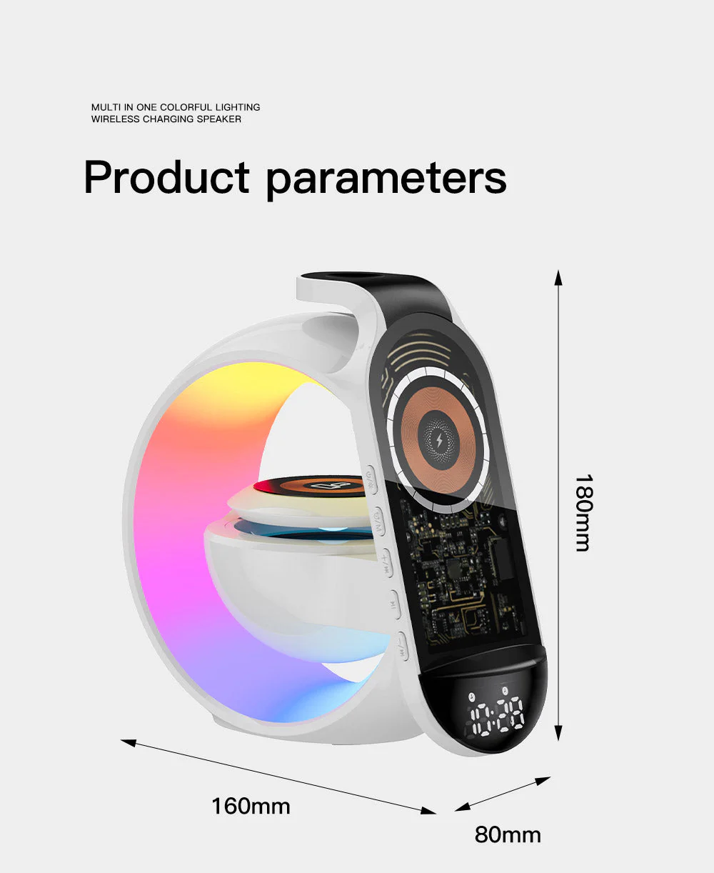 Multi-G table lamp BT speaker & MIC & clock & wireless charge Big G table lamp Bluetooth speaker with wheat belt clock with multi-function wireless charge - Image 12