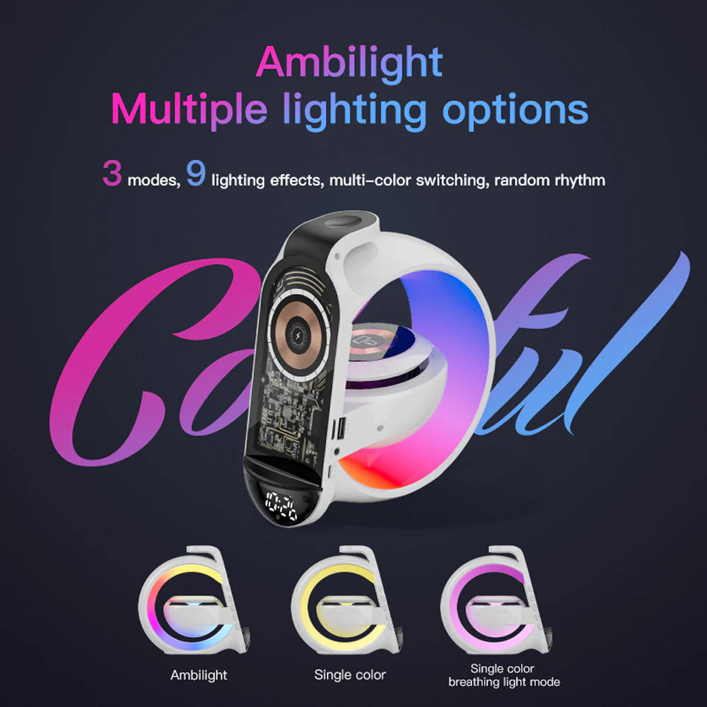 Multi-G table lamp BT speaker & MIC & clock & wireless charge Big G table lamp Bluetooth speaker with wheat belt clock with multi-function wireless charge - Image 4