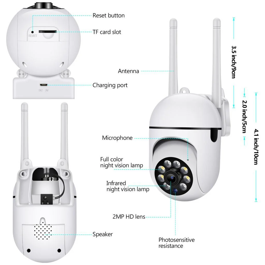 NIP-27 V380 APP 1080P Full color Wireless Camera HD IP Wireless CCTV Camera Waterproof Outdoor WiFi CCTV Security Cameras - Image 7