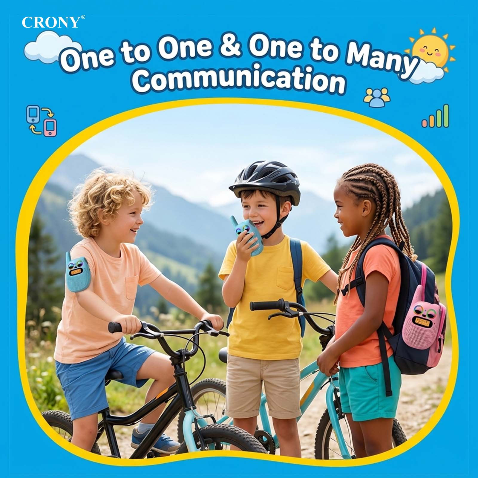 Crony The Q136 Mini Walkie Talkie is a compact and easy-to-use communication device designed for children - Image 4