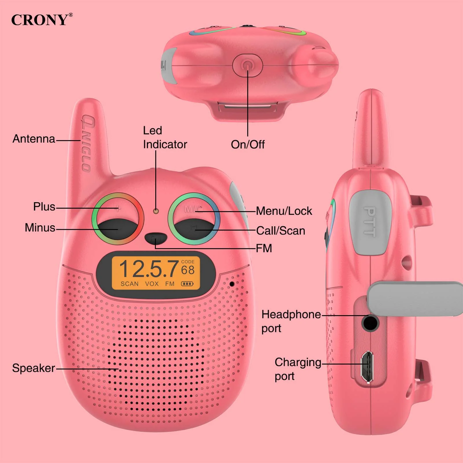 Crony The Q136 Mini Walkie Talkie is a compact and easy-to-use communication device designed for children - Image 5