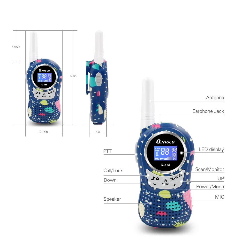 Crony The Q168 Plus Mini Walkie Talkie is a lightweight, portable communication device designed especially for children aged 3–8 years. - Image 3