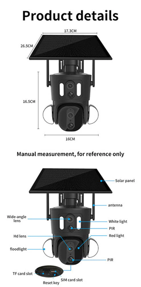 RBX-SD320 4G-4K-8MP RBX-SD320 WIFI-4K-8MP Solar Dual Linkage Battery PT Camera Built in Battery Outdoor Auto Human Tracking Solar Dual lens Camera - Image 4