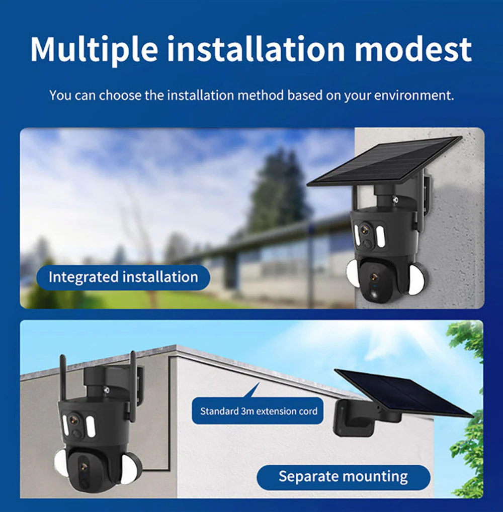 RBX-SD320 4G-4K-8MP RBX-SD320 WIFI-4K-8MP Solar Dual Linkage Battery PT Camera Built in Battery Outdoor Auto Human Tracking Solar Dual lens Camera - Image 8