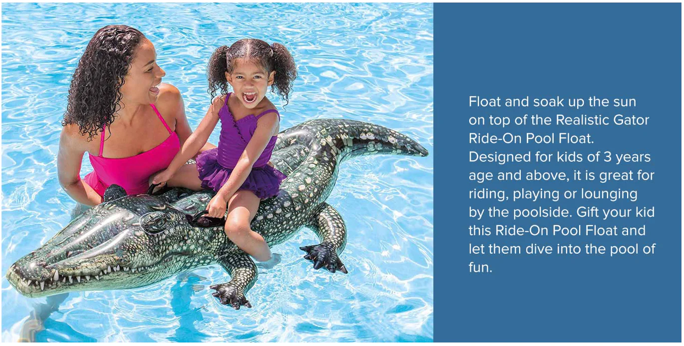 Realistic Gator Ride-On Pool Float 170 x 86cm TOYS - Image 5