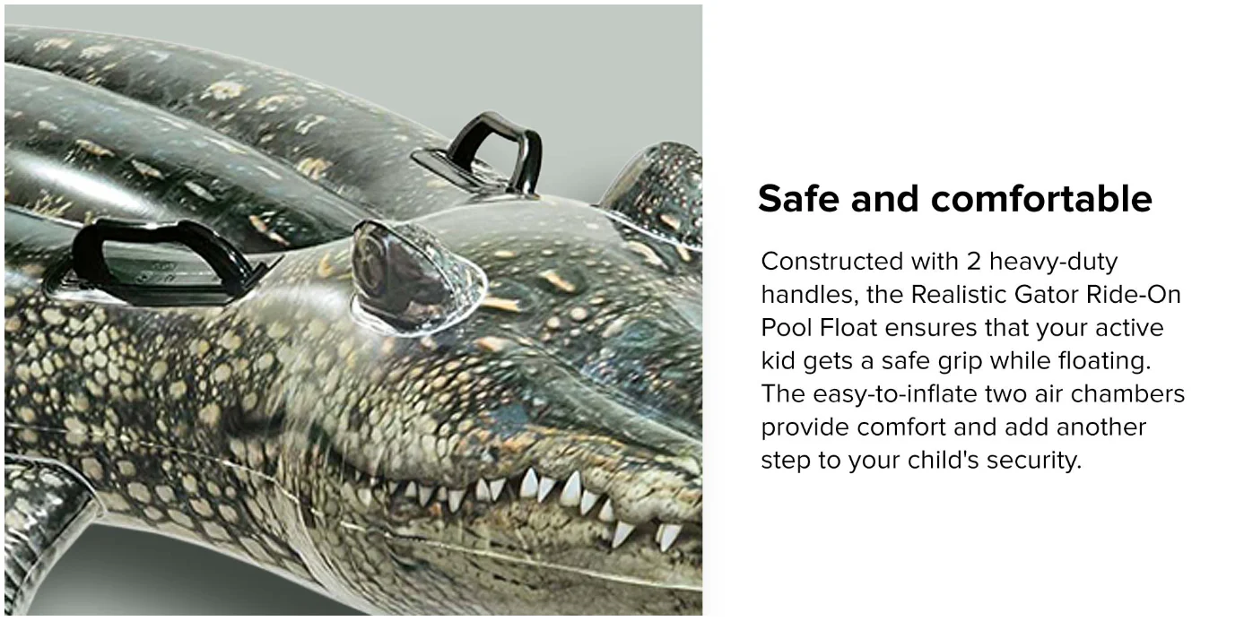 Realistic Gator Ride-On Pool Float 170 x 86cm TOYS - Image 7