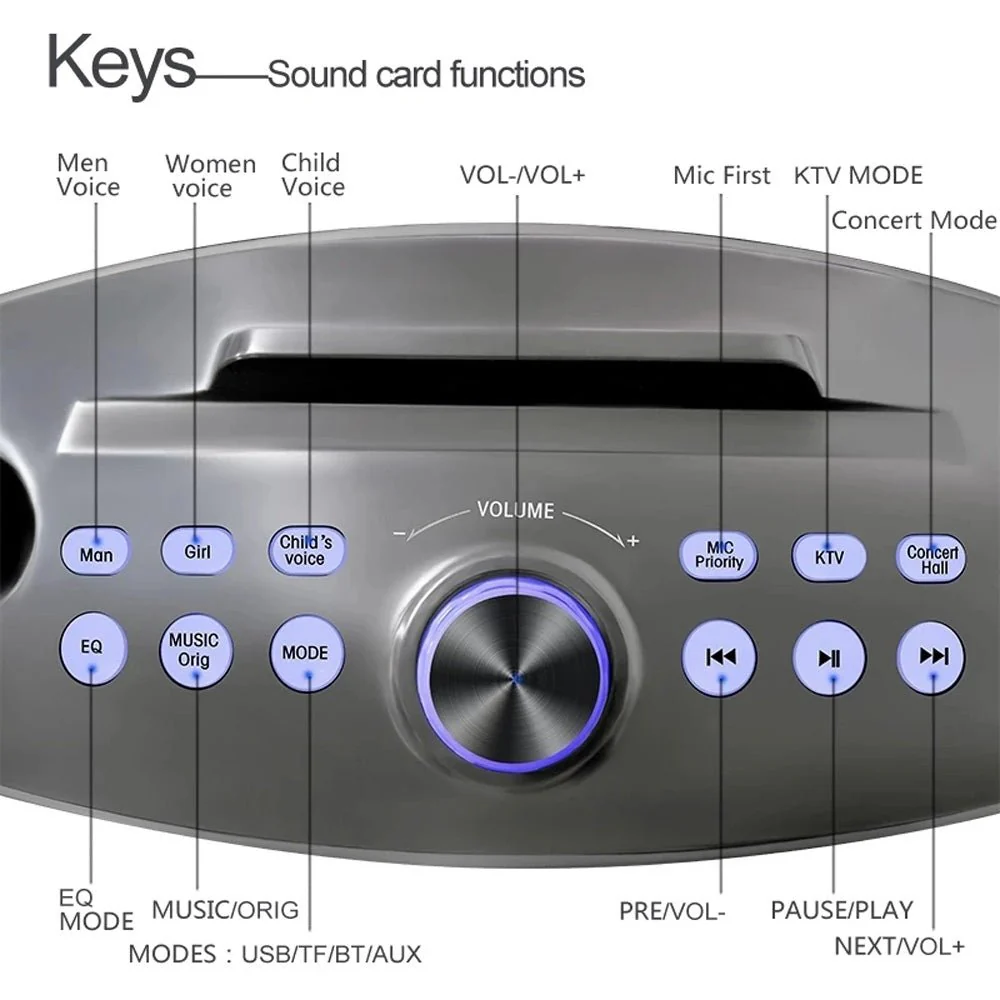 SDRD SD306 Plus 30W Karaoke Player Dual bluetooth 4.2 Speaker Family KTV Stereo Mic Big Sound Speaker with 2 Wireless Microphones | Gold - Image 3